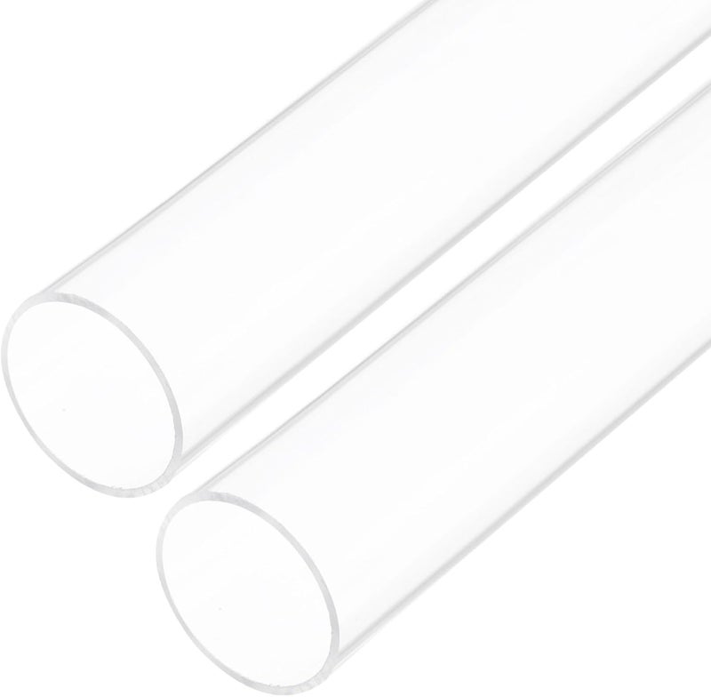Rebower 8" Clear Plastic Rigid Pipe 41mm ID x 45mm OD (1 5/8" ID x 1.75" OD) Acrylic Round Polycarbonate Tubing, [for Plumbing, Hydraulics, Aquarium] - 2Pcs - Image 1
